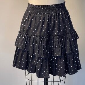 Misa Los Angeles Women Black Cotton Polka Ruffle Skirt Size Small